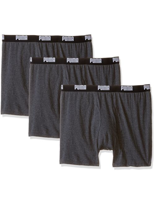 PUMA Men's 3 Pack 100% Cotton Solid Elastic Waist Boxer 