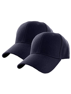 Set of 2 Plain Adjustable Baseball Cap Classic Adjustable Hat Men Women Unisex Ballcap 6 Panels