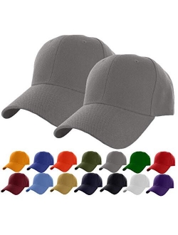 Set of 2 Plain Adjustable Baseball Cap Classic Adjustable Hat Men Women Unisex Ballcap 6 Panels