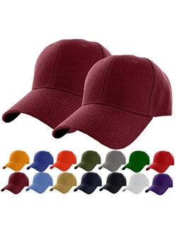 Set of 2 Plain Adjustable Baseball Cap Classic Adjustable Hat Men Women Unisex Ballcap 6 Panels