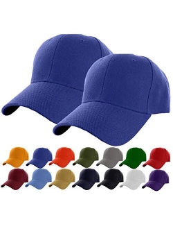 Set of 2 Plain Adjustable Baseball Cap Classic Adjustable Hat Men Women Unisex Ballcap 6 Panels