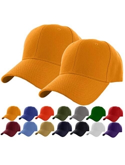 Set of 2 Plain Adjustable Baseball Cap Classic Adjustable Hat Men Women Unisex Ballcap 6 Panels