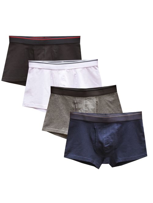 CHUNG Men's Solid Color Stripe Cotton Pouch Boxer Briefs Underwear 5(4) Pack