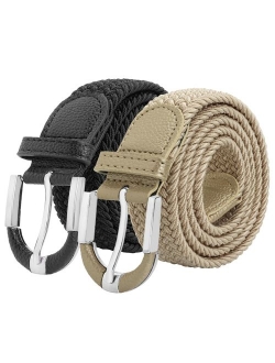 Falari Unisex Braided Elastic Stretch Belt Casual Weave Canvas Fabric Woven Belt