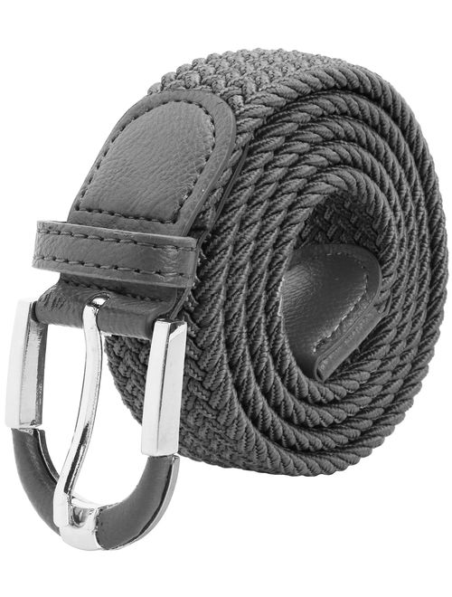 Falari Unisex Braided Elastic Stretch Belt Casual Weave Canvas Fabric Woven Belt