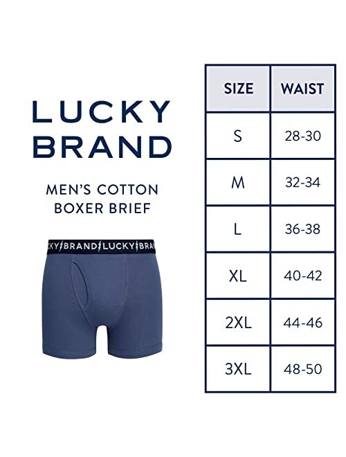 Lucky Brand Men's Cotton Boxer Briefs Underwear with Functional Fly (3 Pack)