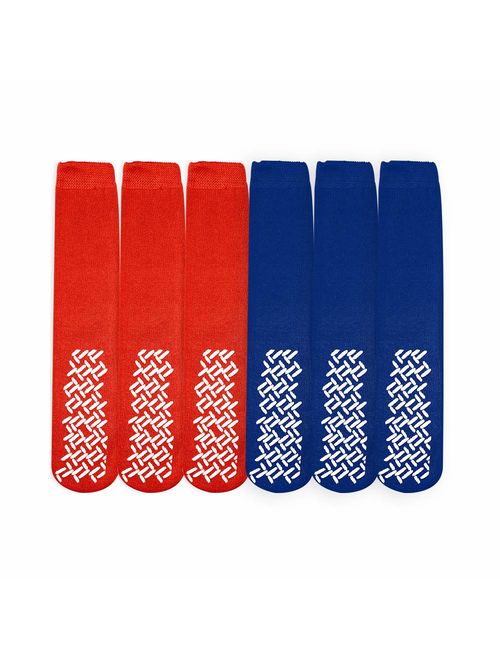 Nobles Assorted Non Skid Socks 6 Pairs Made in USA Size Medium Adult