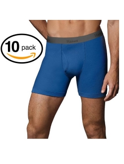 Men's 10-Pack B/g Cotton Solid Elastic Waist Boxer Brief