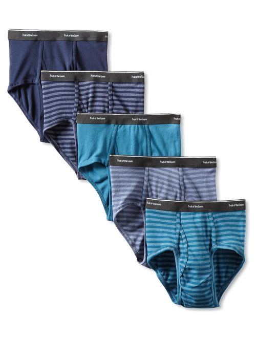 Fruit of the Loom Men's Stripe Solid Brief(Pack of 5)