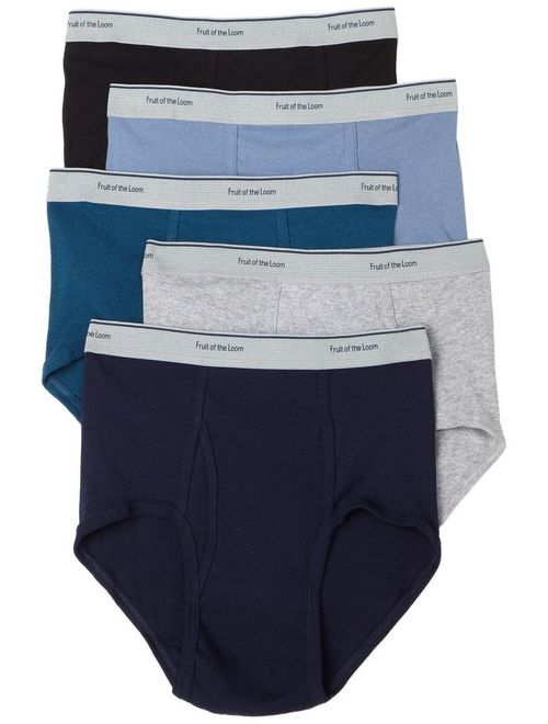 Fruit of the Loom Men's Stripe Solid Brief(Pack of 5)