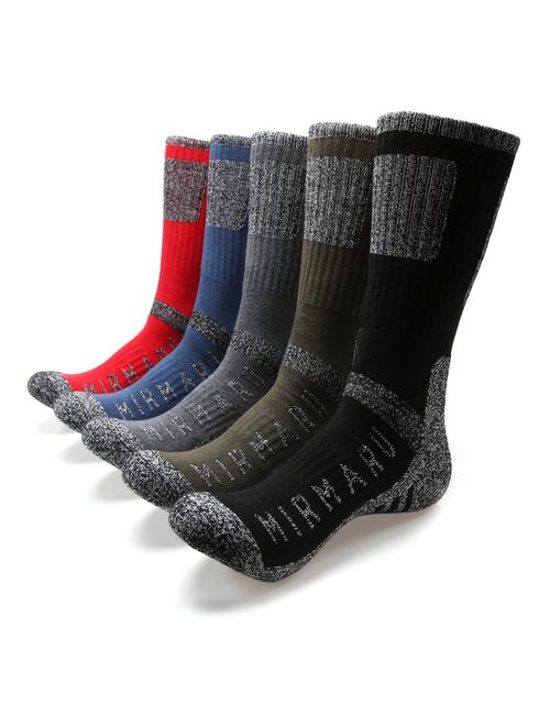 MIRMARU Men's 5 Pairs Multi Performance Outdoor Sports Hiking Trekking Crew Socks