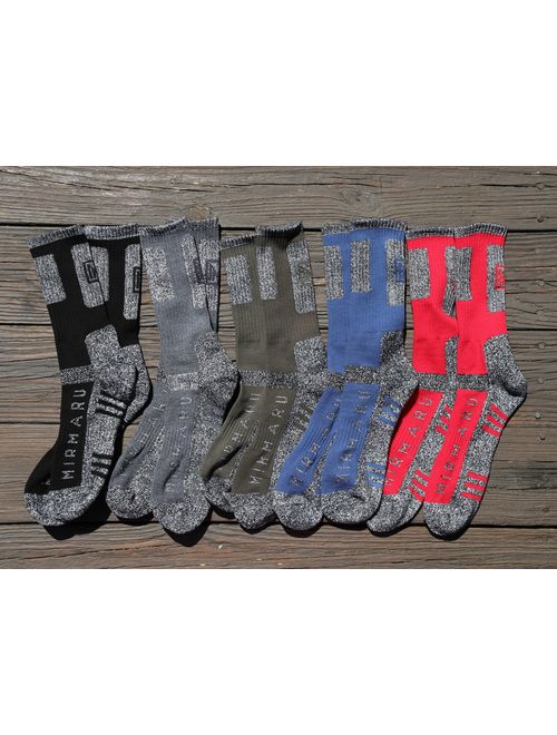 MIRMARU Men's 5 Pairs Multi Performance Outdoor Sports Hiking Trekking Crew Socks