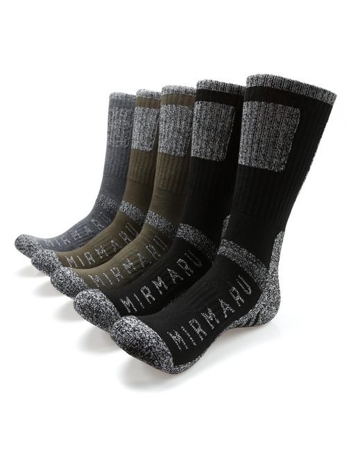 MIRMARU Men's 5 Pairs Multi Performance Outdoor Sports Hiking Trekking Crew Socks