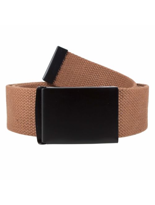 Gelante Fully Adjustable Canvas Web Belt with Black Flip Top Buckle 50'' Long