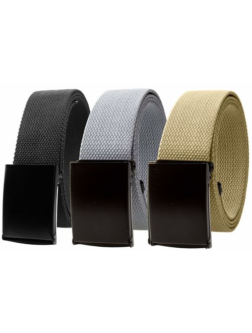 Gelante Fully Adjustable Canvas Web Belt with Black Flip Top Buckle 50'' Long