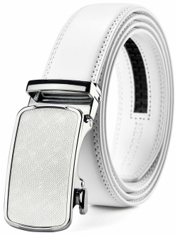 Chaoren Leather Ratchet Dress Belt 1 3/8 with Formal Slide Buckle, Adjustable Trim to Fit in Gift Box