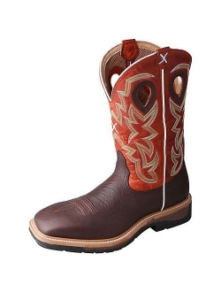 Twisted X Steel Toe Lite Cowboy Work Boots for Men, Distressed Saddle/Cherry