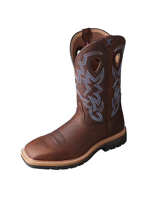 Twisted X Steel Toe Lite Cowboy Work Boots for Men, Distressed Saddle/Cherry