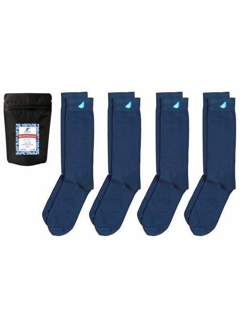 Boldfoot Socks - Mens Cotton Premium Quality Solid Color Dress Socks Gift 4-Pack, Made in America (4 Pairs, Black)