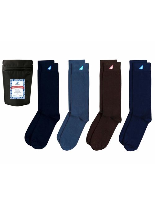 Boldfoot Socks - Mens Cotton Premium Quality Solid Color Dress Socks Gift 4-Pack, Made in America (4 Pairs, Black)