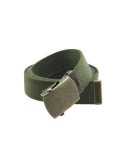 Canvas Web Belt Military Style with Antique Brass Buckle and Tip 50