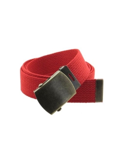 Canvas Web Belt Military Style with Antique Brass Buckle and Tip 50