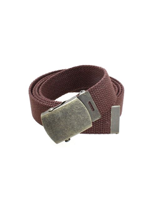 Canvas Web Belt Military Style with Antique Brass Buckle and Tip 50