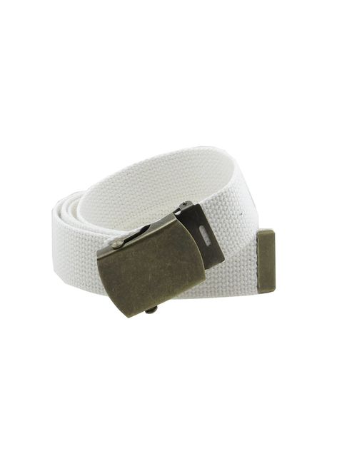 Canvas Web Belt Military Style with Antique Brass Buckle and Tip 50