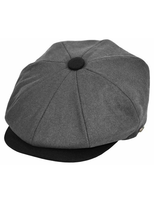 Men's Wool Newsboy Cap, Herringbone Driving Cabbie Tweed Applejack Golf Hat