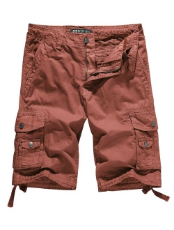 WenVen Men's Cotton Twill Cargo Shorts Outdoor Wear(Regular & Big and Tall Sizes)