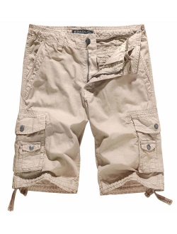 WenVen Men's Cotton Twill Cargo Shorts Outdoor Wear(Regular & Big and Tall Sizes)