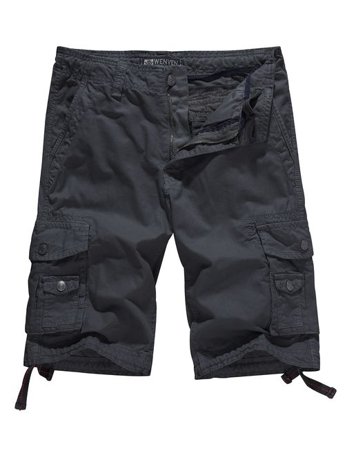 WenVen Men's Cotton Twill Cargo Shorts Outdoor Wear(Regular & Big and Tall Sizes)