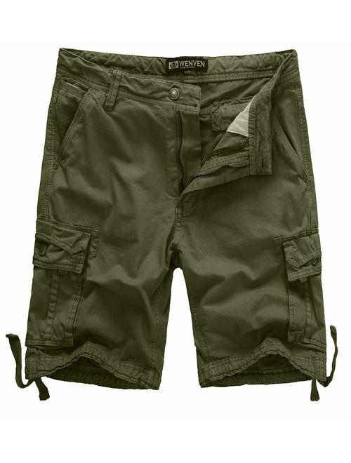 WenVen Men's Cotton Twill Cargo Shorts Outdoor Wear(Regular & Big and Tall Sizes)