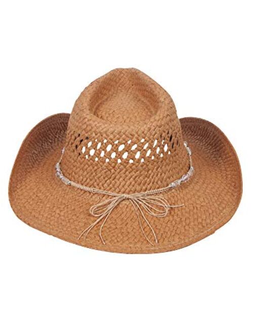 MG Womens Straw Outback Toyo Cowboy Hat