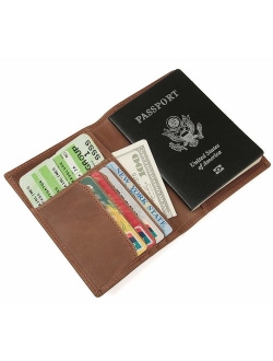 Polare Men's Slim RFID Blocking Leather Passport Holder Travel Bifold Wallet (Brown)