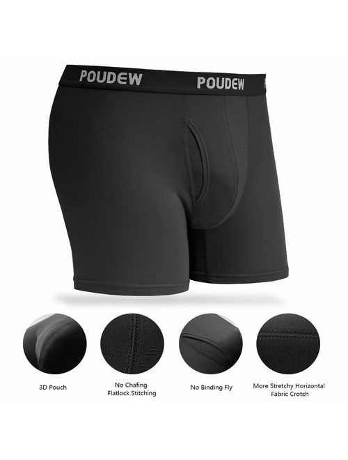 Buy poudew Men's Underwear 6 Inches Soft Viscose Boxer Briefs, Tagless ...
