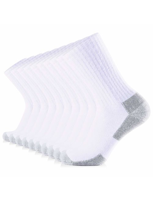 JOURNOW 10 Pairs Men's Cotton Extra Heavy Cushion Crew Socks