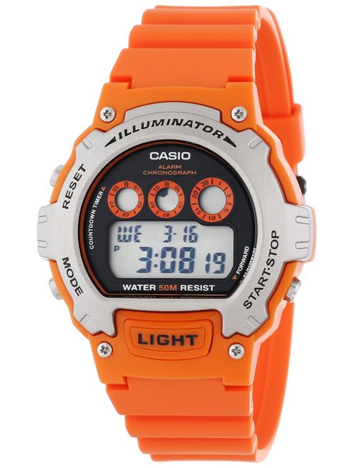 Casio Men's W-214H-4AVCF Chronograph Orange Watch