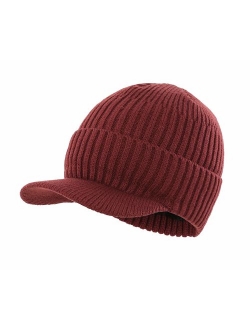 Home Prefer Men's Outdoor Newsboy Hat Winter Warm Thick Knit Beanie Cap with Visor