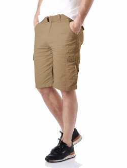 Hat and Beyond Mens Twill Cargo Shorts Belt Hiking Camping Outdoor Summer