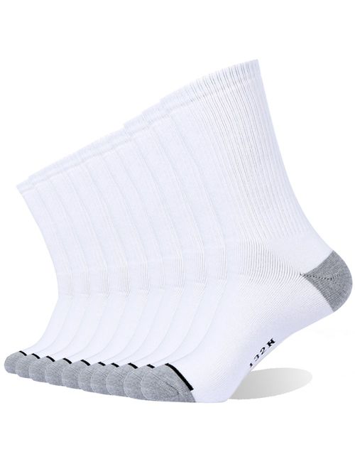 Enerwear 10P Pack Men's Cotton Moisture Extra Heavy Cushion Crew Socks