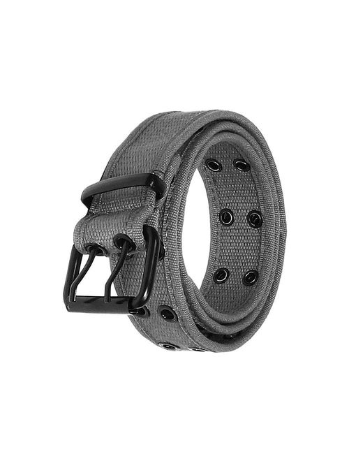 Canvas Adjustable Buckle Double Grommet Hole Belt 12 Colors