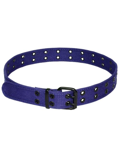 Canvas Adjustable Buckle Double Grommet Hole Belt 12 Colors