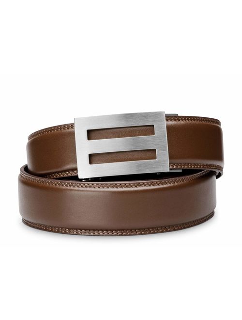 KORE Men's Full-Grain Leather Track Belts | "Intrepid" Stainless Steel Buckle