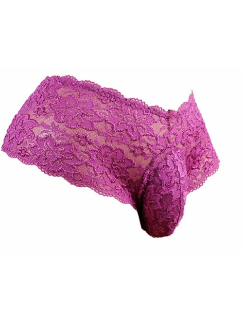 mens lace underwear briefs sissy pouch panties for men QD - (purple, L)