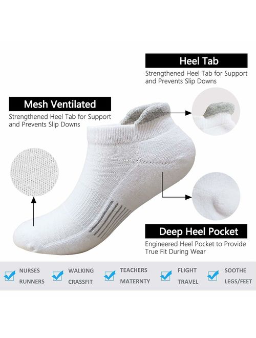 Men's Low Cut Running Sock Cotton 3/7 Pack Performance Comfort No Show Athletic Cushion Socks Tab L and XXL