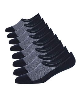 Mens No Show Socks 8 Pairs Natural Cotton Thin Non Slip Low Cut Sock Size 6-9/10-12
