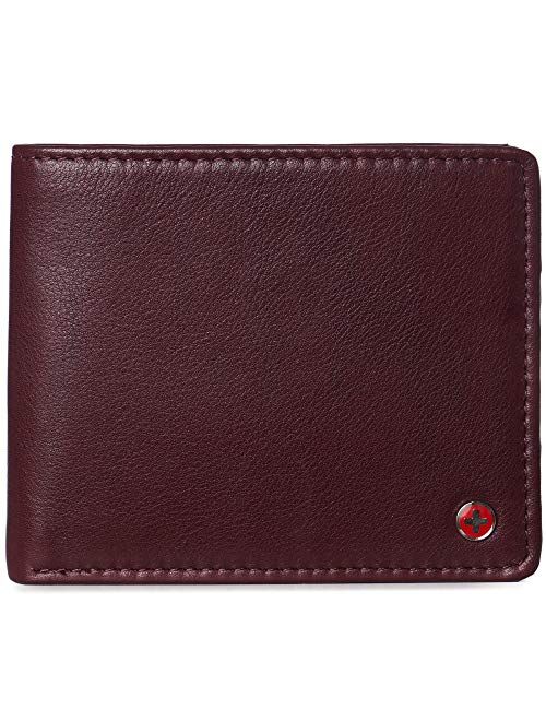 Alpine Swiss RFID Luka Men's Flip ID Wallet Deluxe Capacity Bifold With Divided Bill Section Comes in a Gift Box