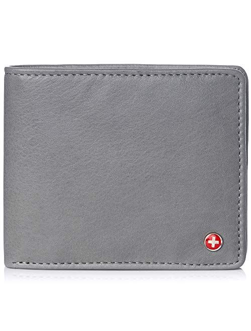 Alpine Swiss RFID Luka Men's Flip ID Wallet Deluxe Capacity Bifold With Divided Bill Section Comes in a Gift Box