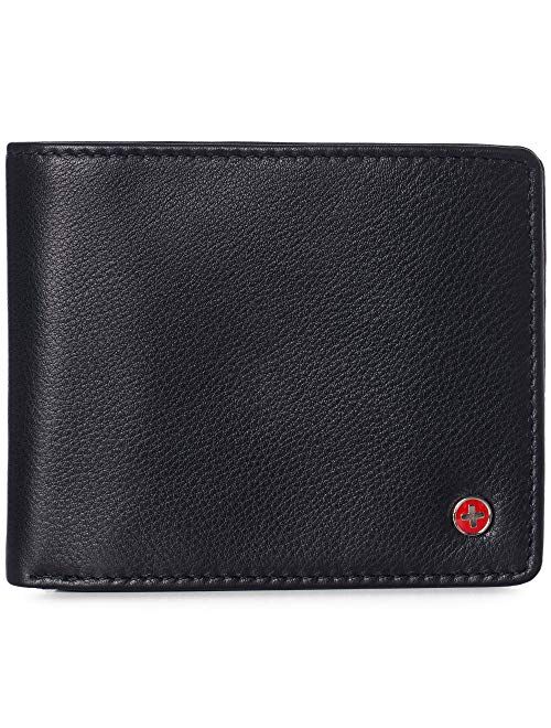 Alpine Swiss RFID Luka Men's Flip ID Wallet Deluxe Capacity Bifold With Divided Bill Section Comes in a Gift Box